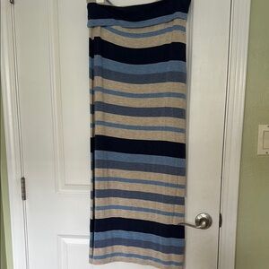Max Studio Blue and Tan Striped Maxi Skirt